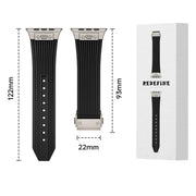 For Apple Watch Series 8 45mm Vertical Texture Titanium Buckle Elastic Silicone Watch Band(Black)