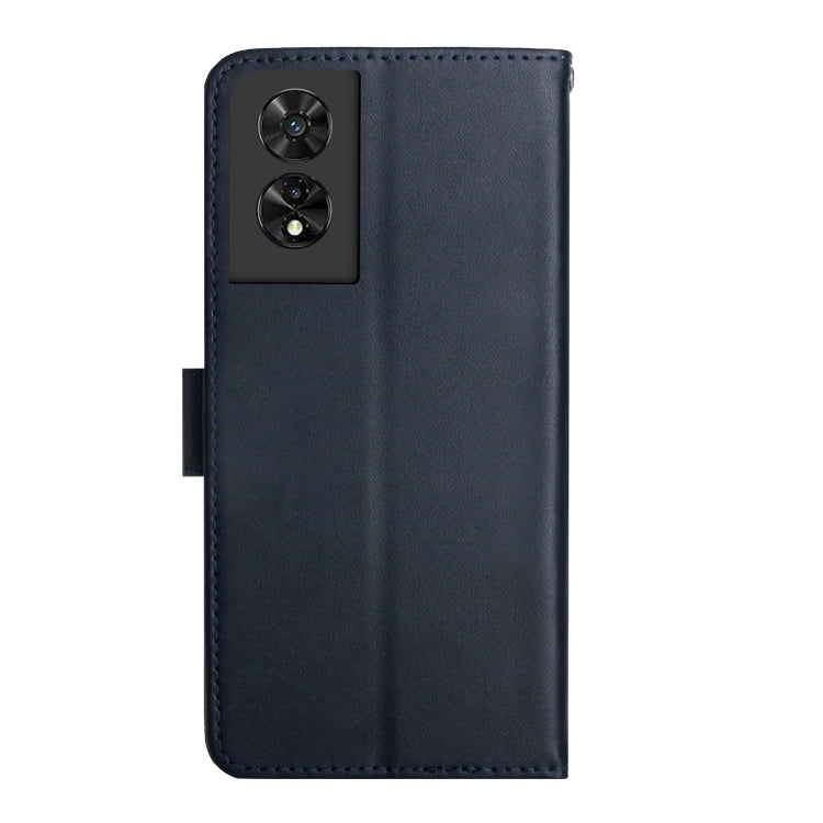 For TCL 505 Genuine Leather Fingerprint-proof Flip Phone Case(Blue)