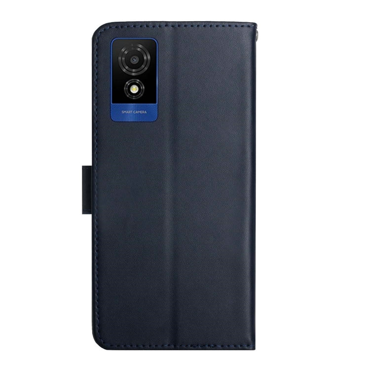 For TCL 502 Genuine Leather Fingerprint-proof Flip Phone Case(Blue)