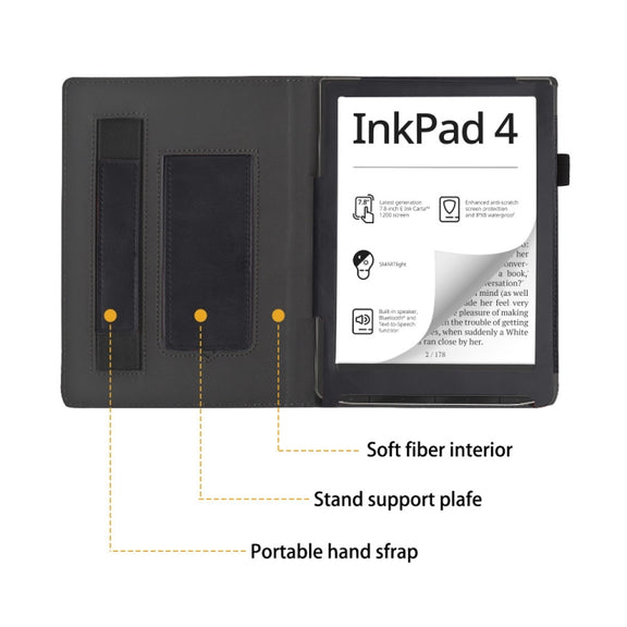 For Pocketbook InkPad 4 / Color 2 / 3 Calfskin Leather Smart Tablet Case(Black)