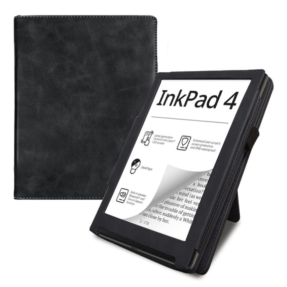 For Pocketbook InkPad 4 / Color 2 / 3 Calfskin Leather Smart Tablet Case(Black)