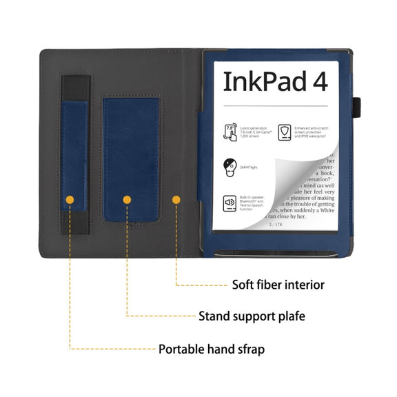 For Pocketbook InkPad Color 2 / 3 Calfskin Leather Smart Tablet Case(Blue)