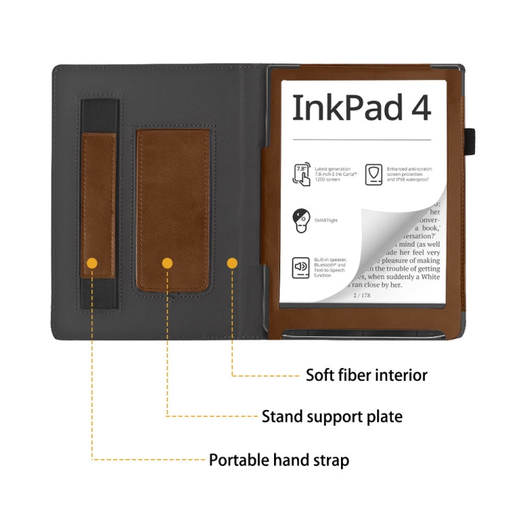 For Pocketbook InkPad 4 / Color 2 / 3 Calfskin Leather Smart Tablet Case(Brown)