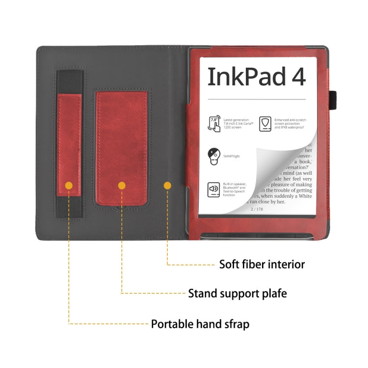 For Pocketbook InkPad 4 / Color 2 / 3 Calfskin Leather Smart Tablet Case(Red)