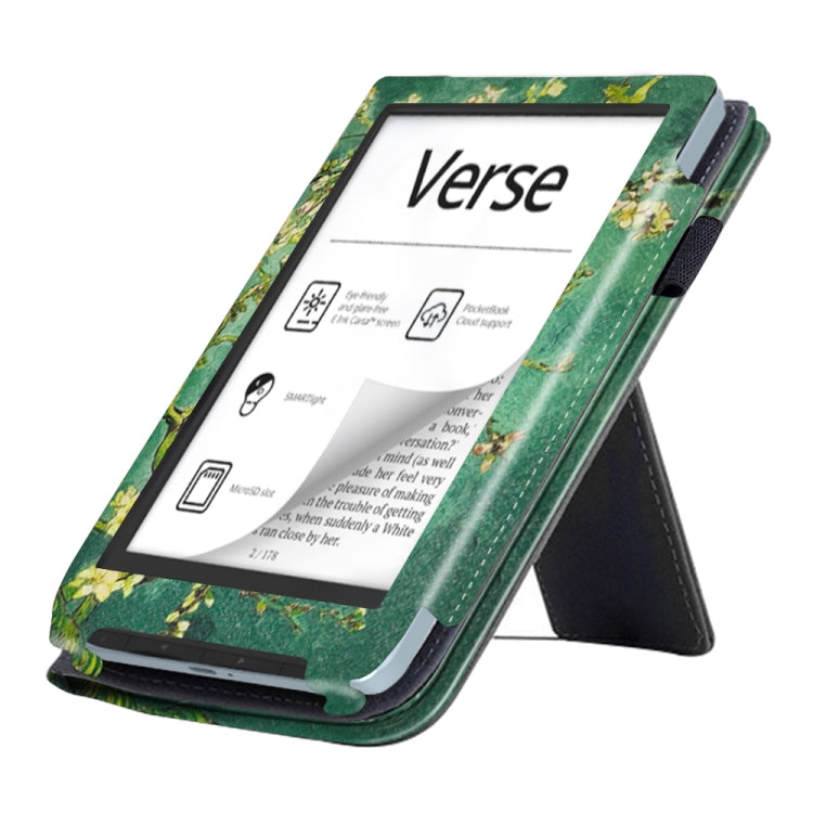 For Pocketbook Verse / Verse Pro Painted Calfskin Smart Leather Tablet Case(Plum Bossom)