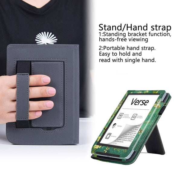 For Pocketbook Verse / Verse Pro Painted Calfskin Smart Leather Tablet Case(Plum Bossom)