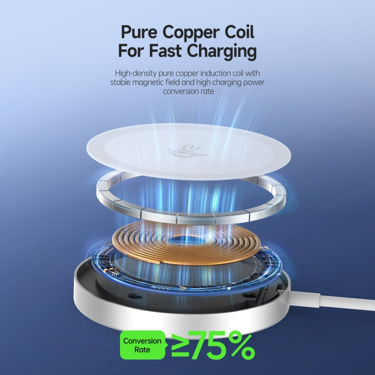 DUZZONA W18 15W Qi2 MagSafe Magnetic Suction Wireless Charger(White)