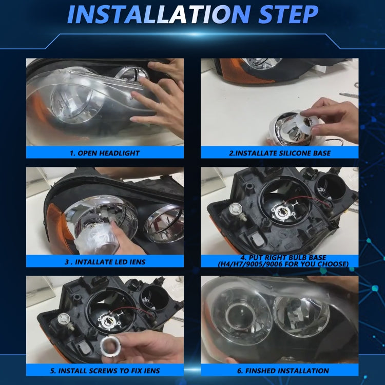 T02 1 Pair 2.5 inch Car Bifocal LED Lens Headlight, Left Driving(Black)
