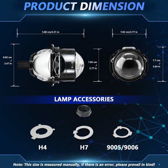 T02 1 Pair 2.5 inch Car Bifocal LED Lens Headlight, Left Driving(Black)