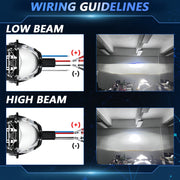 T02 1 Pair 2.5 inch Car Bifocal LED Lens Headlight, Left Driving(Black)