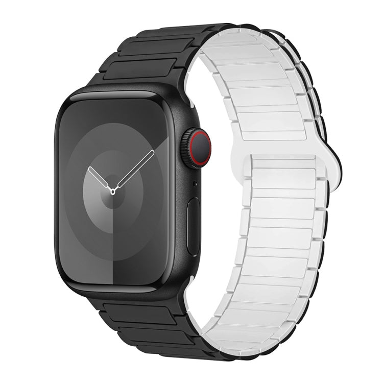 For Apple Watch SE 2023 40mm I-Shaped Magnetic Silicone Watch Band(Black White)