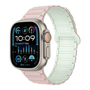 For Apple Watch Ultra 2 49mm I-Shaped Magnetic Silicone Watch Band(Pink Mint)