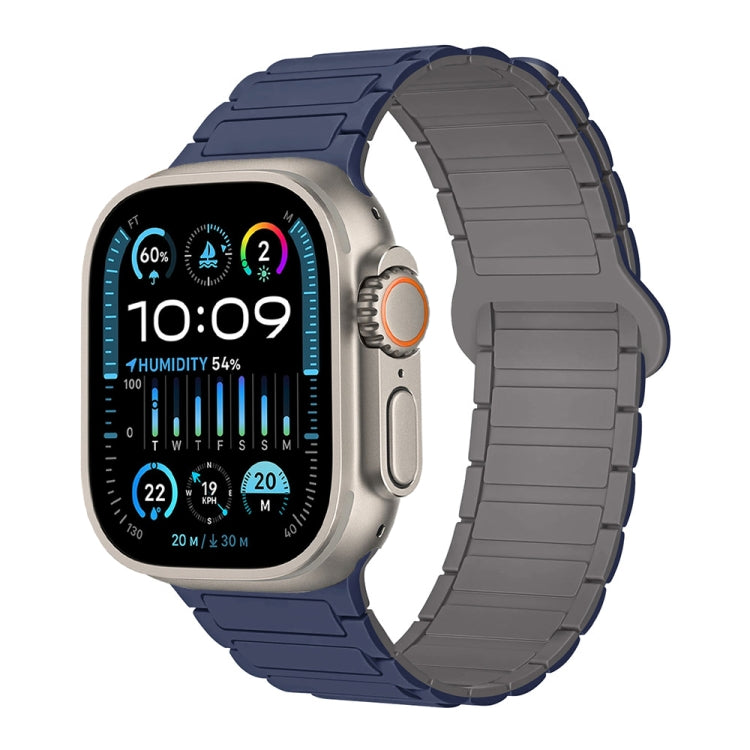 For Apple Watch Ultra 2 49mm I-Shaped Magnetic Silicone Watch Band(Indigo Gray)