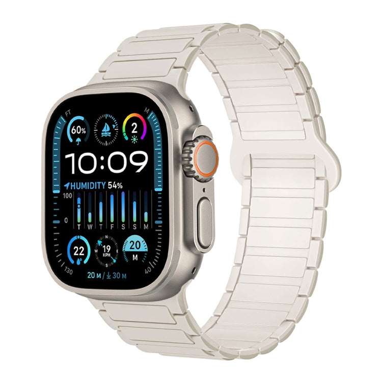 For Apple Watch Ultra 49mm I-Shaped Magnetic Silicone Watch Band(White Starlight)