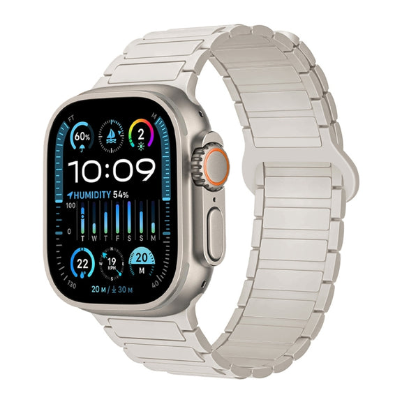For Apple Watch Ultra 49mm I-Shaped Magnetic Silicone Watch Band(Starlight)