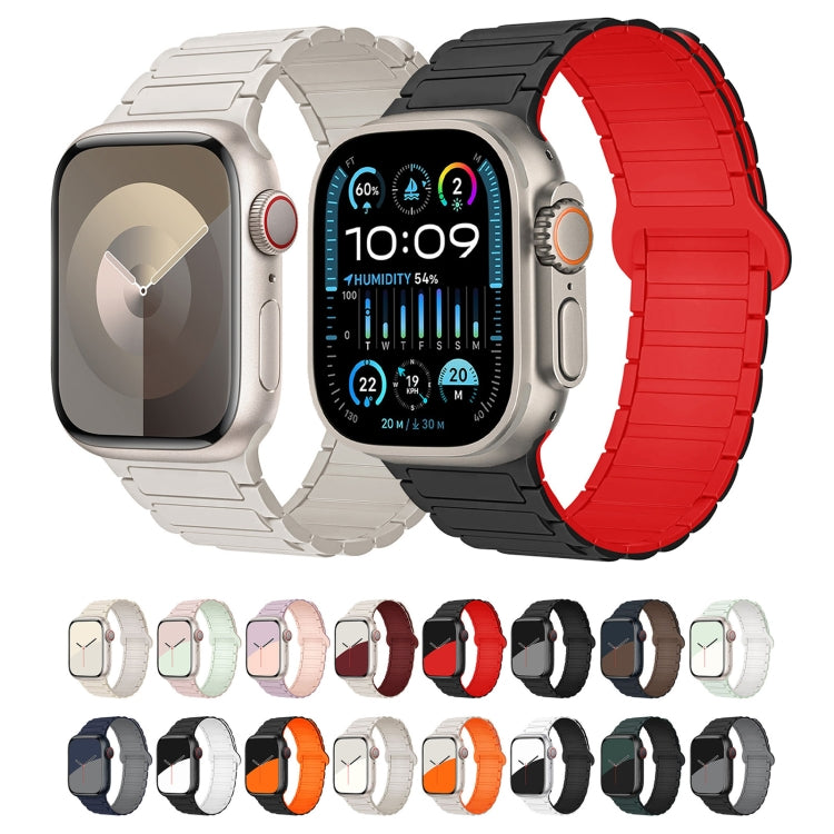For Apple Watch Series 7 41mm I-Shaped Magnetic Silicone Watch Band(Starlight)
