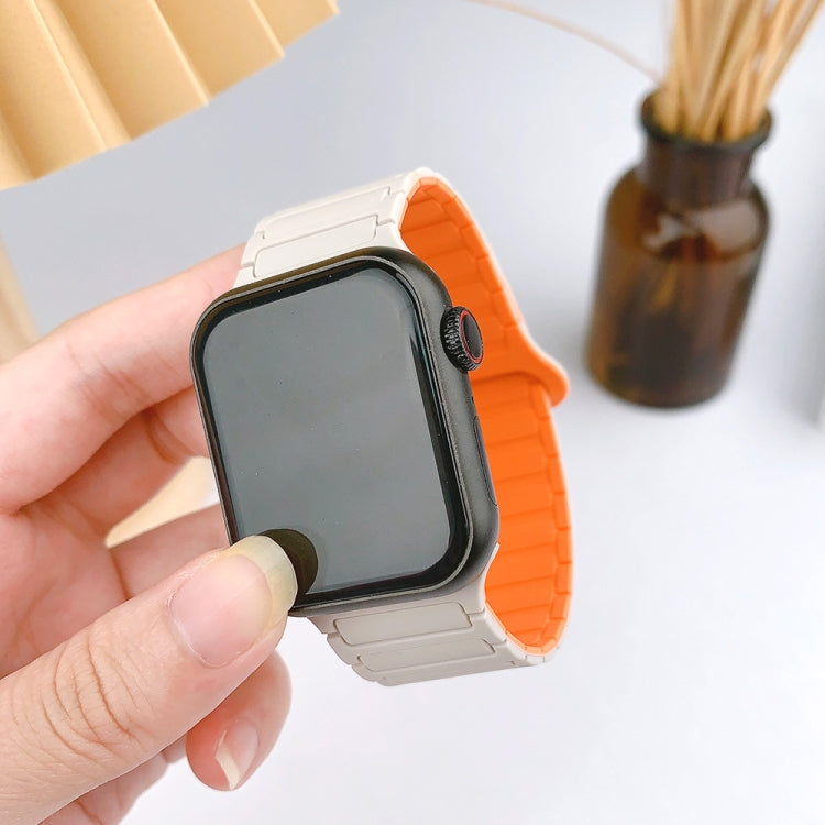 For Apple Watch SE 2023 40mm I-Shaped Magnetic Silicone Watch Band(Mint White)