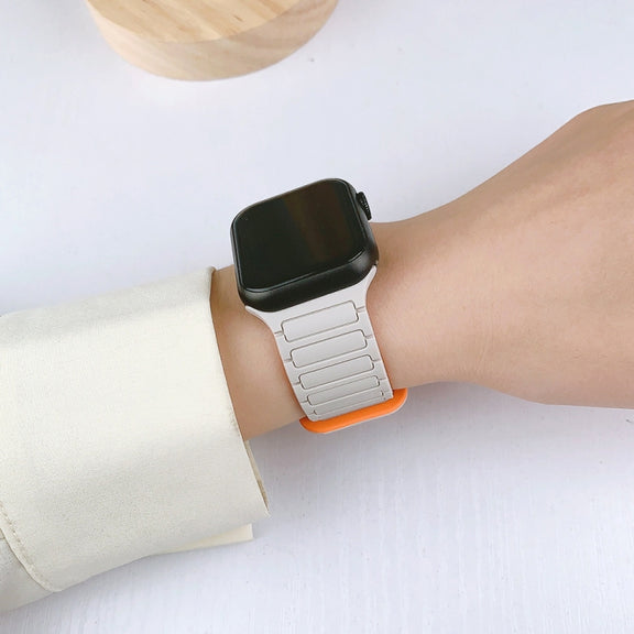 For Apple Watch 38mm I-Shaped Magnetic Silicone Watch Band(Starlight)