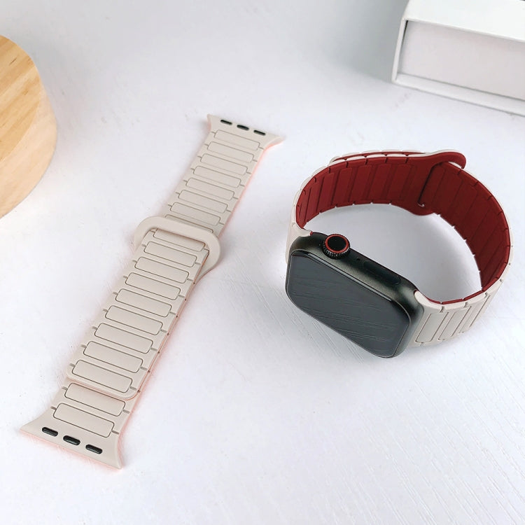 For Apple Watch 38mm I-Shaped Magnetic Silicone Watch Band(Starlight)