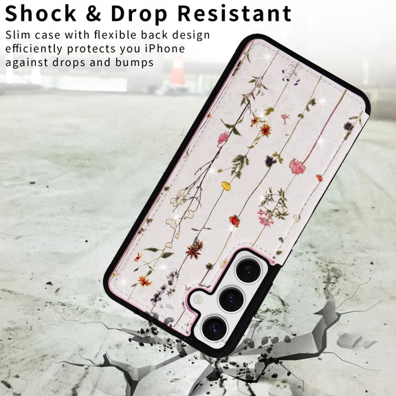 For Samsung Galaxy S25 5G Printed Double Buckle RFID Anti-theft Phone Case(Dried Flower World)