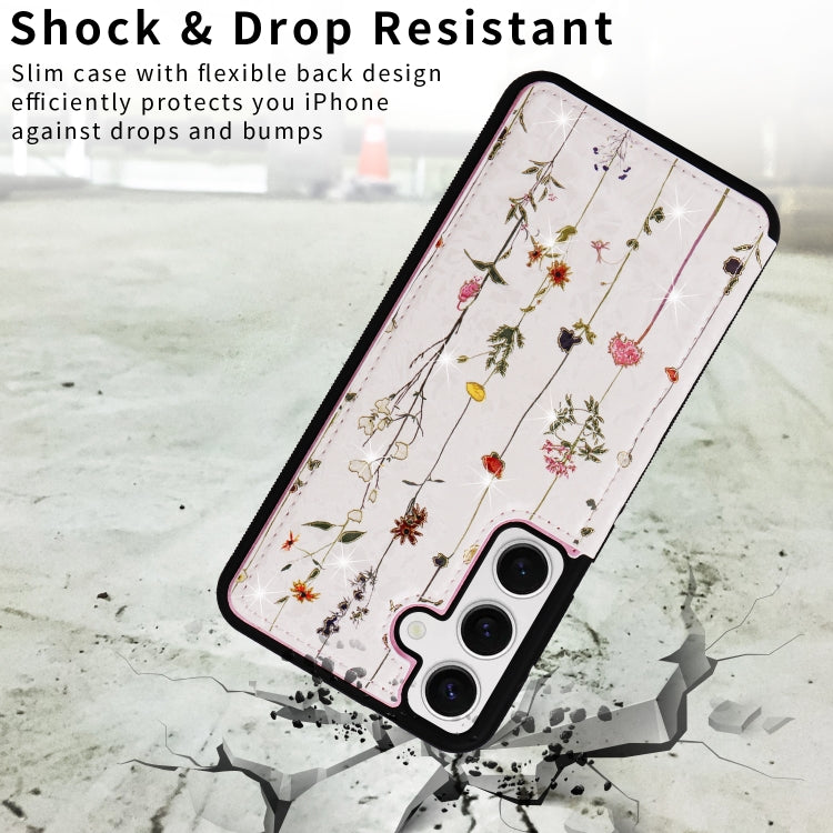 For Samsung Galaxy S25 5G Printed Double Buckle RFID Anti-theft Phone Case(Dried Flower World)