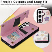 For Samsung Galaxy S25 5G Printed Double Buckle RFID Anti-theft Phone Case(Blossoming Flowers)