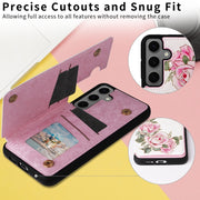 For Samsung Galaxy S25+ 5G Printed Double Buckle RFID Anti-theft Phone Case(Rose)