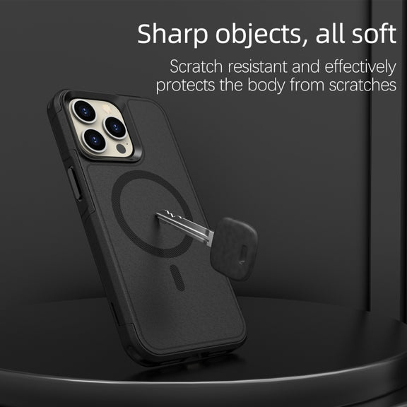 For iPhone 15 Pro Max RedPepper Armor Magsafe PC Hybrid TPU Phone Case(Black)