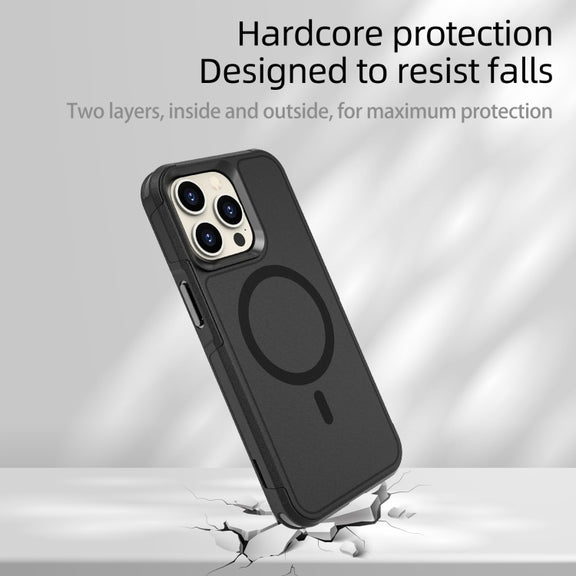 For iPhone 15 Pro RedPepper Armor Magsafe PC Hybrid TPU Phone Case(Black)