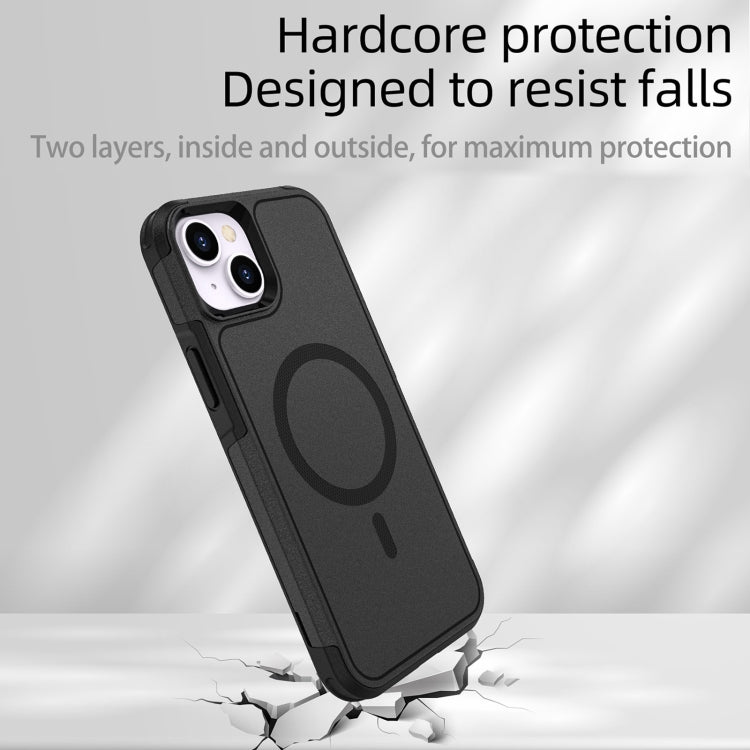 For iPhone 15 Plus RedPepper Armor Magsafe PC Hybrid TPU Phone Case(Black)