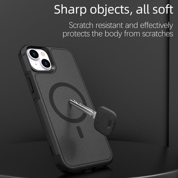 For iPhone 15 RedPepper Armor Magsafe PC Hybrid TPU Phone Case(Black)
