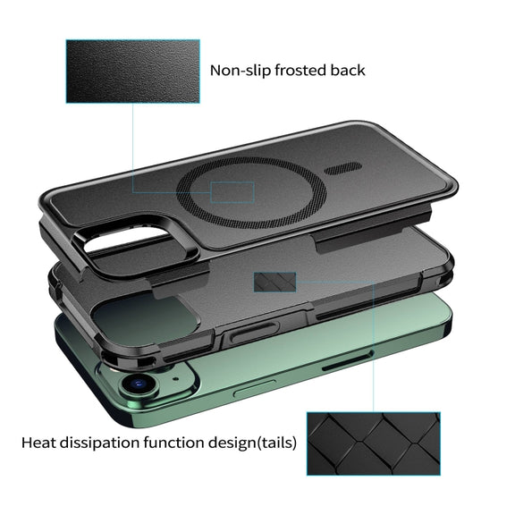 For iPhone 14 Plus RedPepper Armor Magsafe PC Hybrid TPU Phone Case(Black)