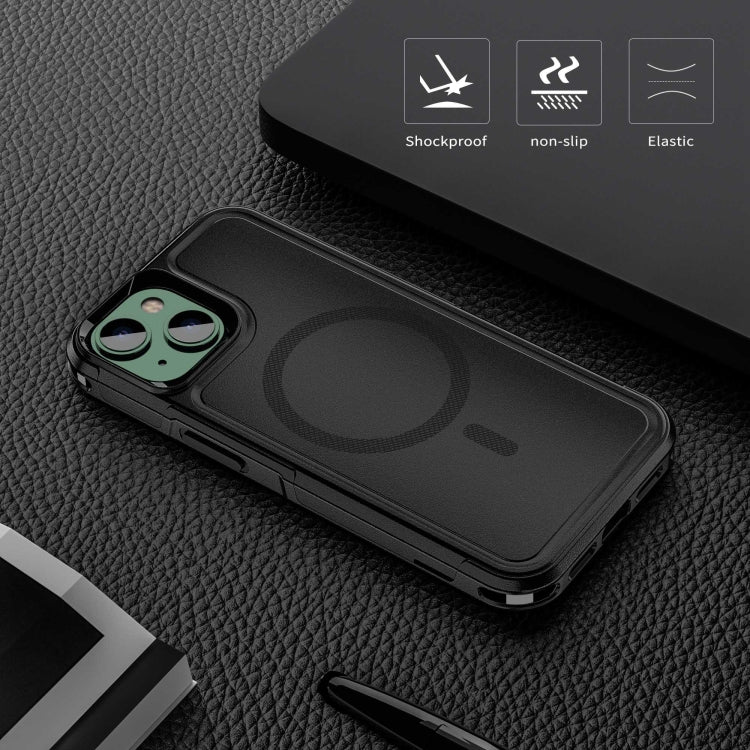 For iPhone 14 Plus RedPepper Armor Magsafe PC Hybrid TPU Phone Case(Black)