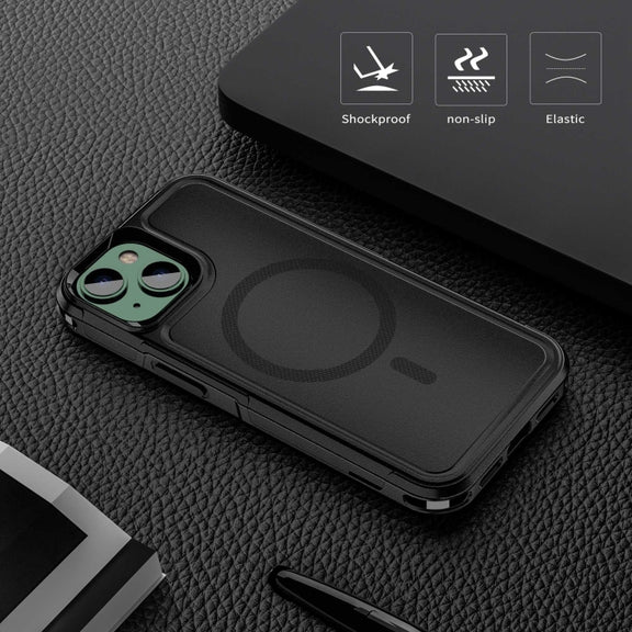 For iPhone 14 Plus RedPepper Armor Magsafe PC Hybrid TPU Phone Case(Black)