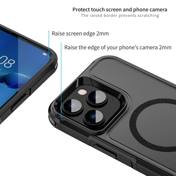 For iPhone 14 Pro Max RedPepper Armor Magsafe PC Hybrid TPU Phone Case(Black)