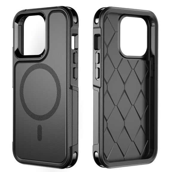 For iPhone 13 Pro Max RedPepper Armor Magsafe PC Hybrid TPU Phone Case(Black)