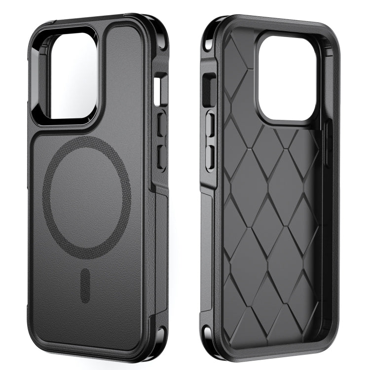 For iPhone 13 Pro Max RedPepper Armor Magsafe PC Hybrid TPU Phone Case(Black)