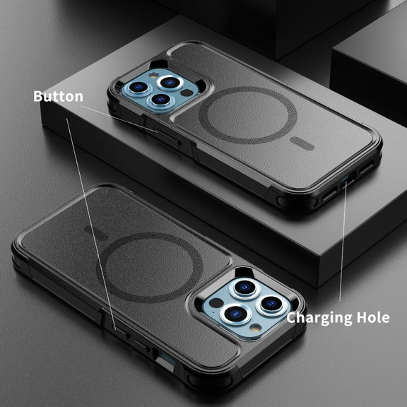 For iPhone 13 Pro Max RedPepper Armor Magsafe PC Hybrid TPU Phone Case(Black)