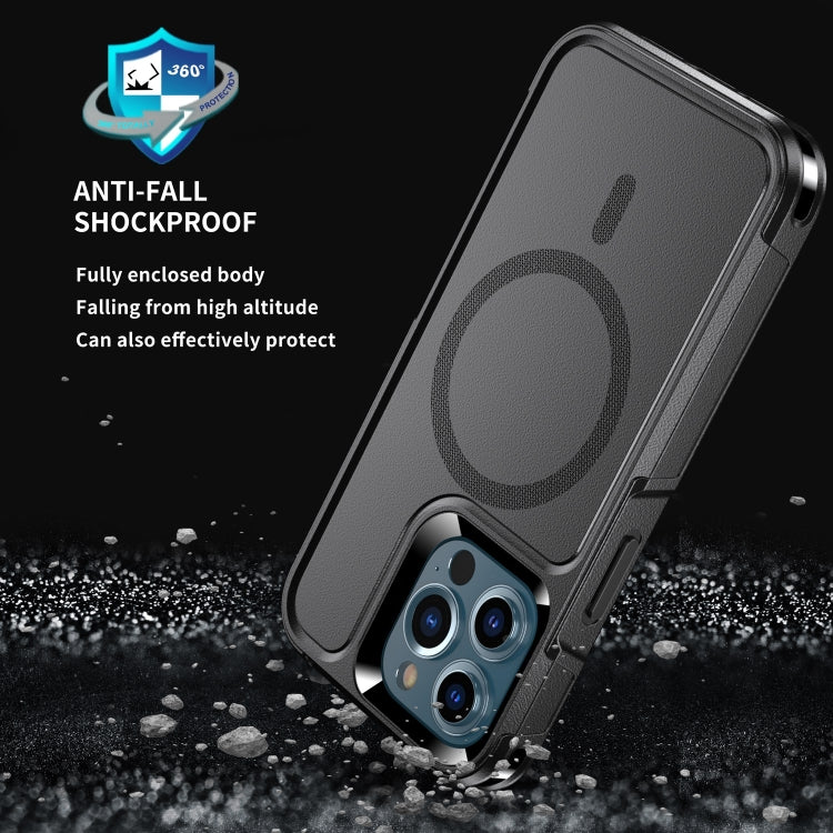 For iPhone 13 Pro RedPepper Armor Magsafe PC Hybrid TPU Phone Case(Black)