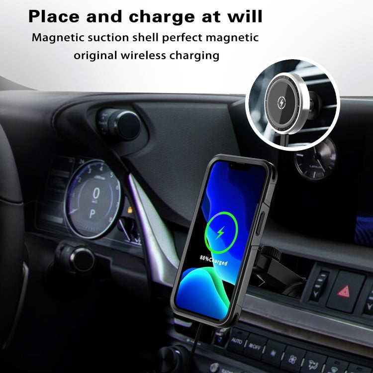 For iPhone 13 Pro RedPepper Armor Magsafe PC Hybrid TPU Phone Case(Black)