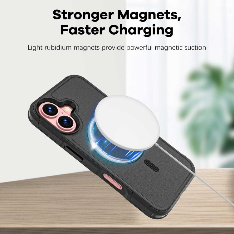 For iPhone 16 RedPepper Armor Magsafe PC Hybrid TPU Phone Case(Black)