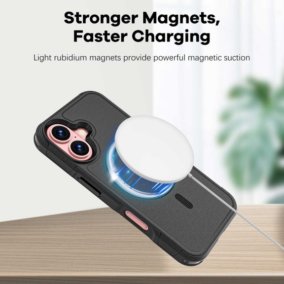 For iPhone 16 RedPepper Armor Magsafe PC Hybrid TPU Phone Case(Black)