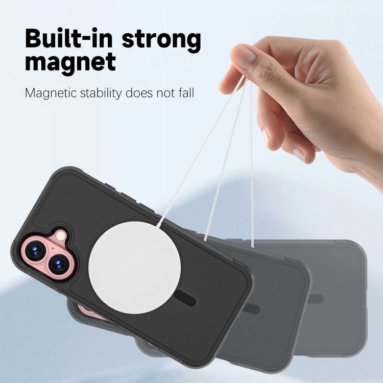 For iPhone 16 RedPepper Armor Magsafe PC Hybrid TPU Phone Case(Black)