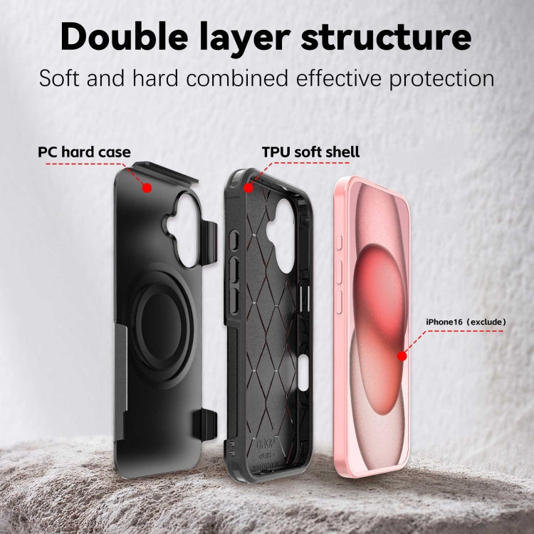 For iPhone 16 RedPepper Armor Magsafe PC Hybrid TPU Phone Case(Black)