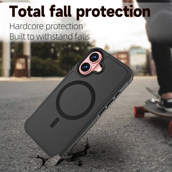 For iPhone 16 RedPepper Armor Magsafe PC Hybrid TPU Phone Case(Black)