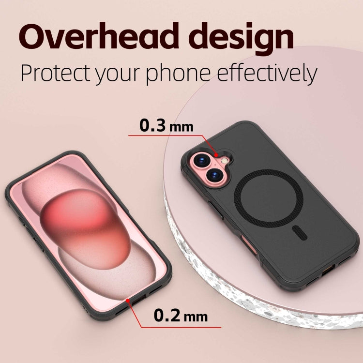 For iPhone 16 RedPepper Armor Magsafe PC Hybrid TPU Phone Case(Black)