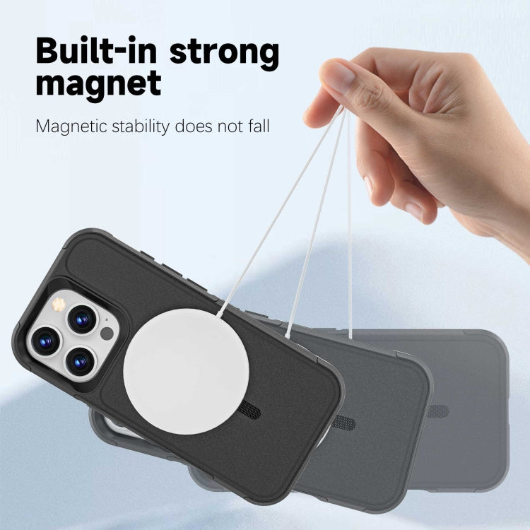 For iPhone 16 Pro RedPepper Armor Magsafe PC Hybrid TPU Phone Case(Black)