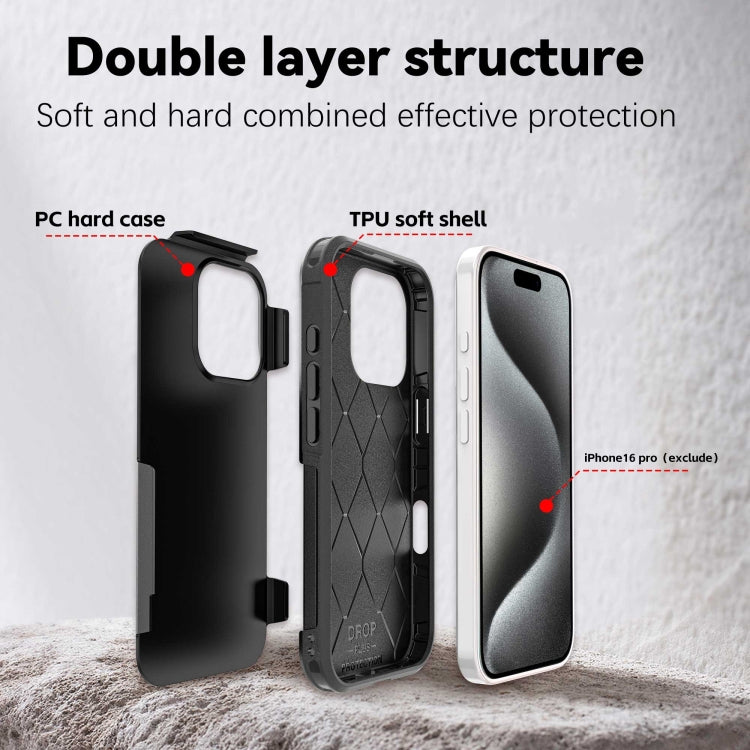 For iPhone 16 Pro RedPepper Armor Magsafe PC Hybrid TPU Phone Case(Black)