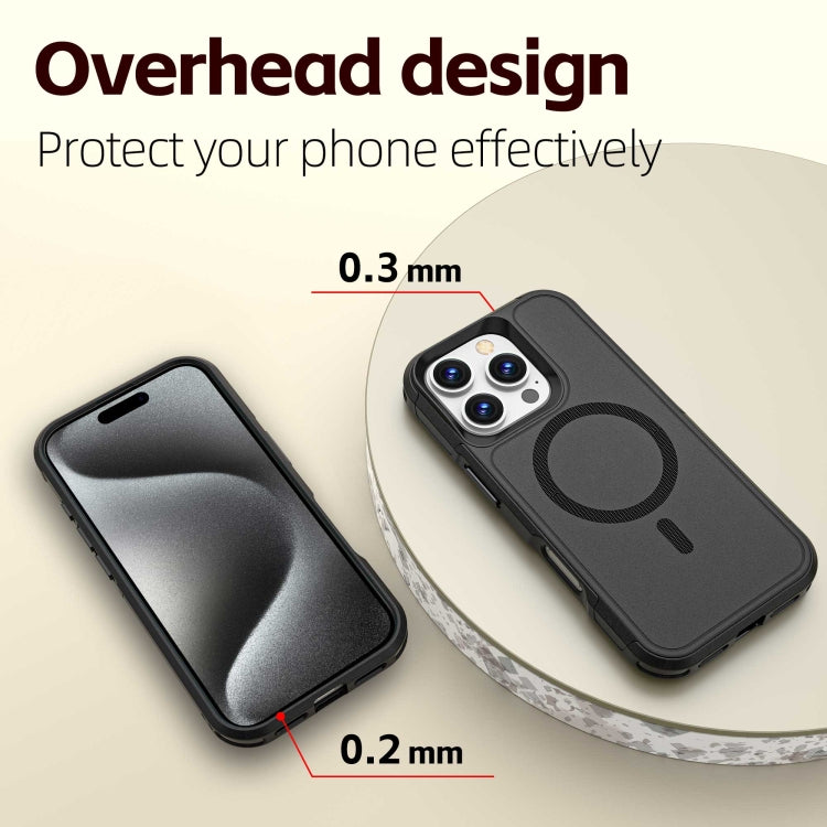 For iPhone 16 Pro RedPepper Armor Magsafe PC Hybrid TPU Phone Case(Black)
