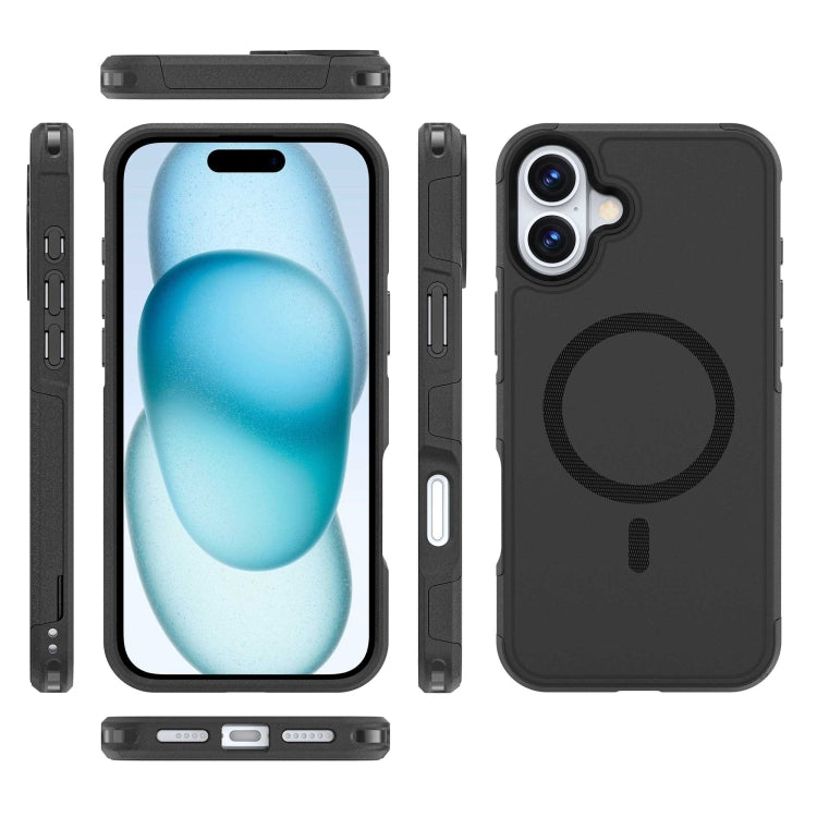 For iPhone 16 Plus RedPepper Armor Magsafe PC Hybrid TPU Phone Case(Black)